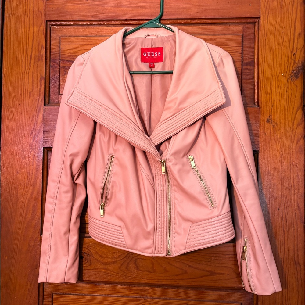 Guess faux leather jacket in pink